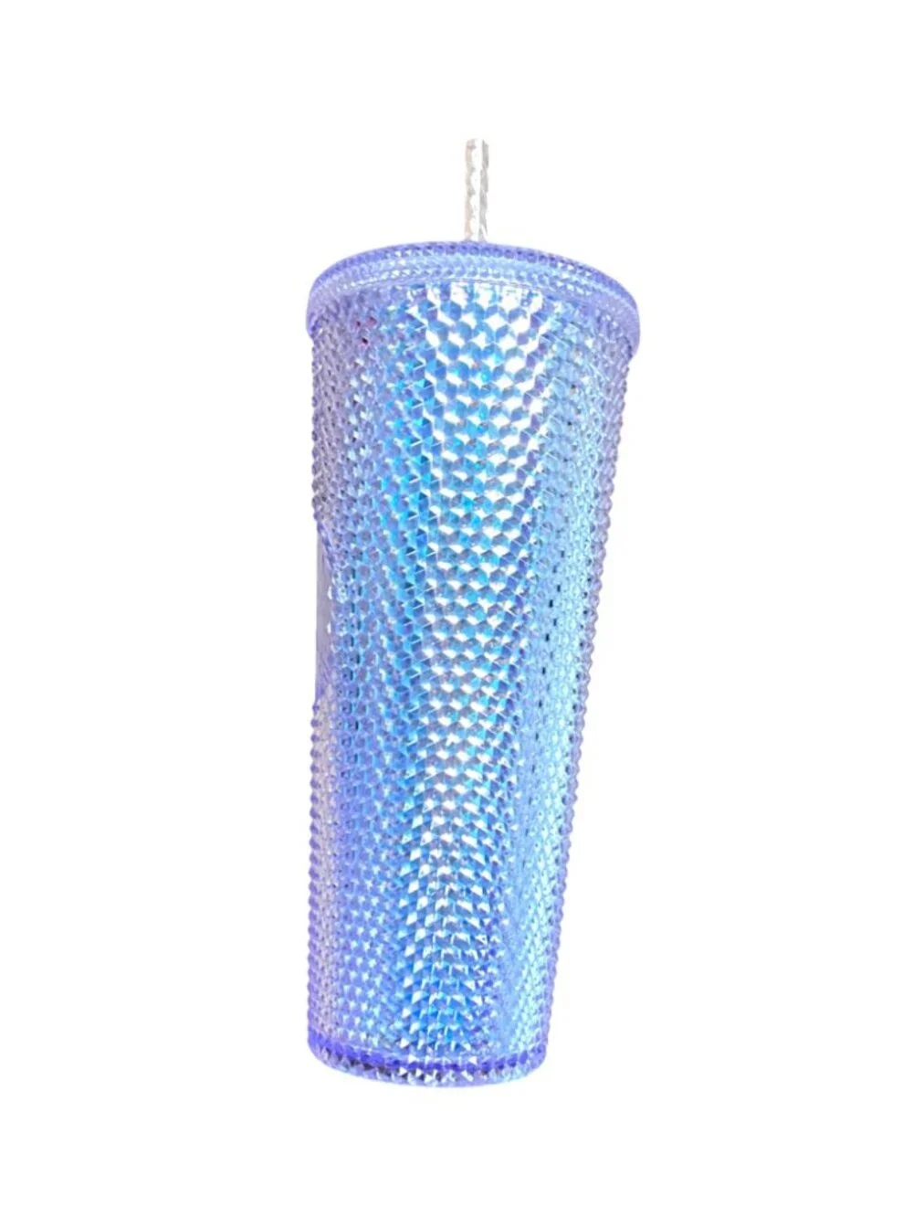 Starbucks 2021 Lilac 24oz Iridescent Diamond Textured Tumbler With Lid & Straw